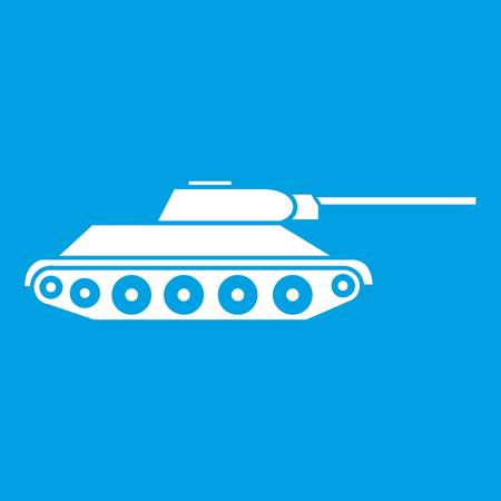 Tank icon white isolated on blue background vector illustrationのイラスト素材