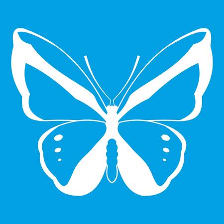 Butterfly icon white isolated on blue background vector illustrationのイラスト素材