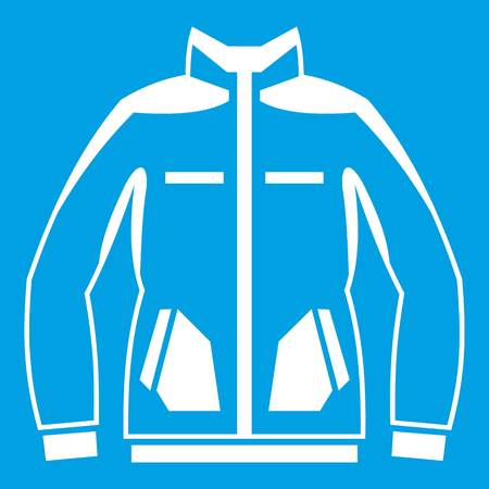 Men winter jacket icon white isolated on blue background vector illustrationのイラスト素材