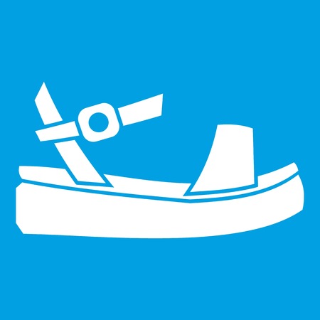 Women sandal icon white isolated on blue background vector illustrationのイラスト素材