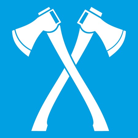Two crossed axes icon white isolated on blue background vector illustrationのイラスト素材
