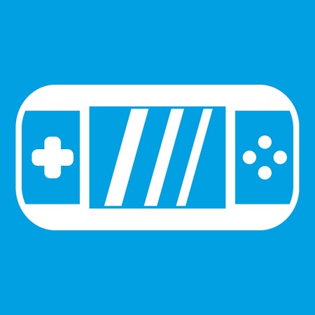 Portable video game console icon white isolated on blue background vector illustrationのイラスト素材