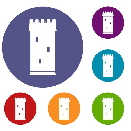 Fortress tower icons setのイラスト素材