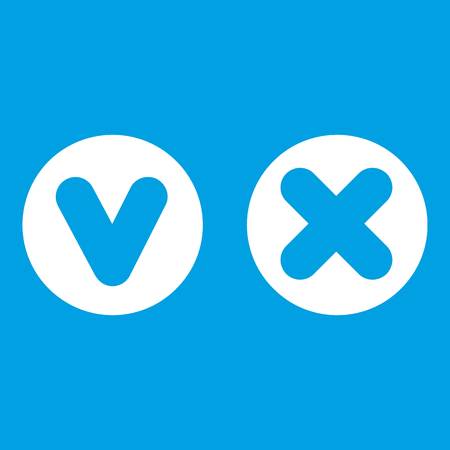 Fat tick and cross in circles icon whiteのイラスト素材