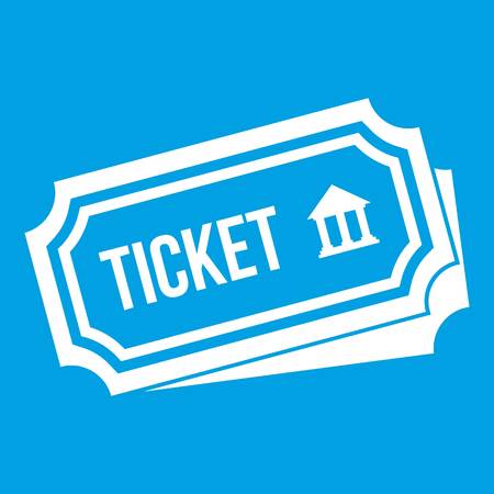 Ticket icon white isolated on blue background vector illustrationのイラスト素材
