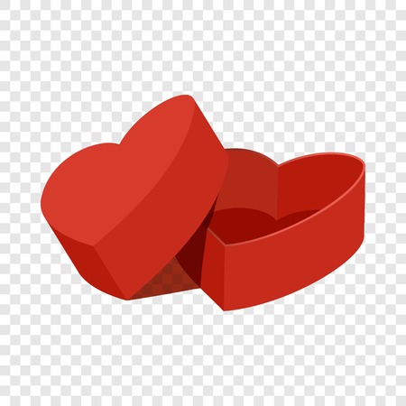 Red heart shaped gift box icon, flat styleのイラスト素材