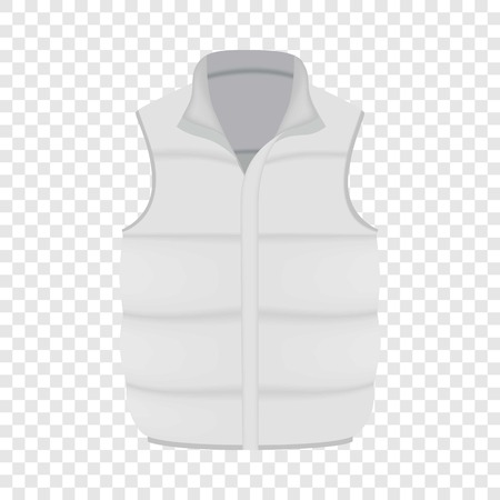 White warm vest mockup. Realistic illustration of white warm vest vector mockup for webのイラスト素材