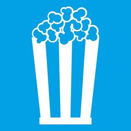 Popcorn in striped bucket icon whiteのイラスト素材