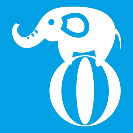 Elephant balancing on a ball icon whiteのイラスト素材