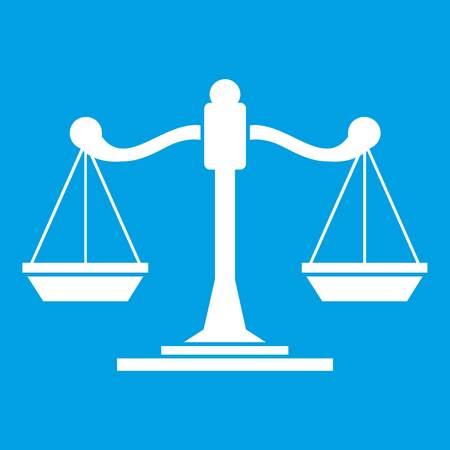 Scales of justice icon white isolated on blue background vector illustrationのイラスト素材