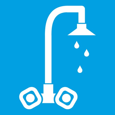 Dripping tap icon white isolated on blue background vector illustrationのイラスト素材