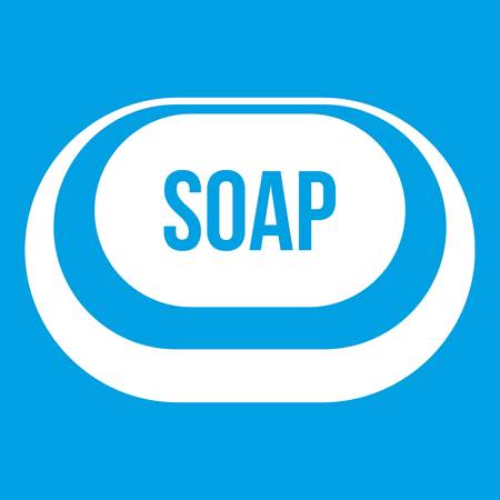 Soap icon white isolated on blue background vector illustrationのイラスト素材