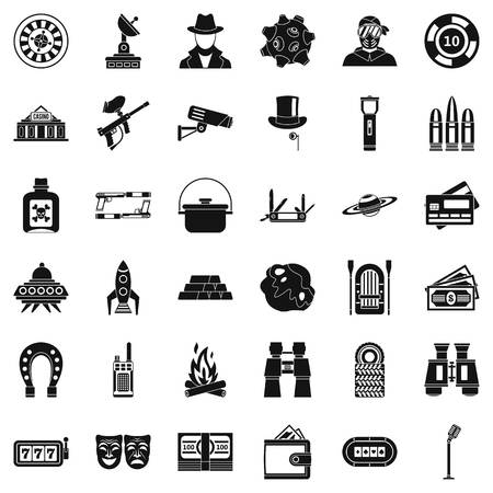 Adult games icons set, simple styleのイラスト素材