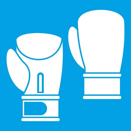 Boxing gloves icon white isolated on blue background vector illustrationのイラスト素材