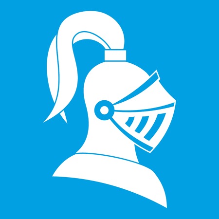 Medieval helmet icon white isolated on blue background vector illustrationのイラスト素材