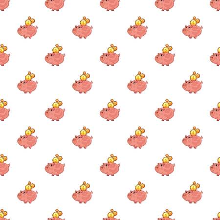Piggy bank pattern seamless repeat in cartoon style vector illustrationのイラスト素材