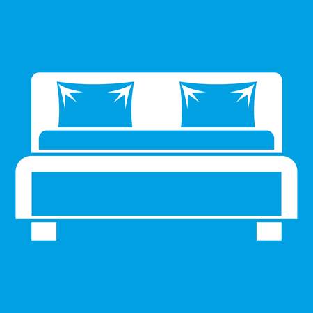 Double bed icon white isolated on blue background vector illustrationのイラスト素材