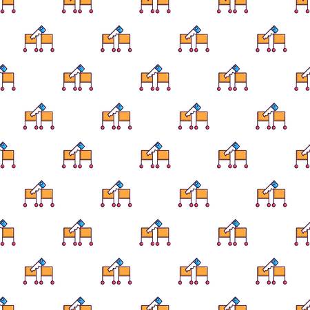 Magician sawing box pattern seamless repeat in cartoon style vector illustrationのイラスト素材