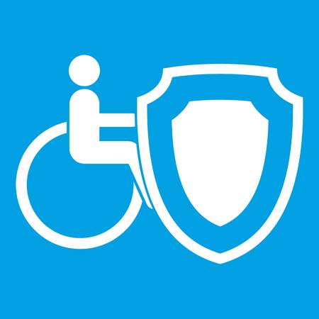Wheelchair and safety shield icon whiteのイラスト素材