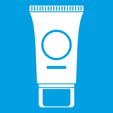Cosmetic cream tube icon white isolated on blue background vector illustrationのイラスト素材