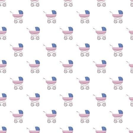 Baby stroller pattern seamless repeat in cartoon style vector illustrationのイラスト素材