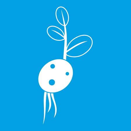 Potato sprout from the root icon white isolated on blue background vector illustrationのイラスト素材