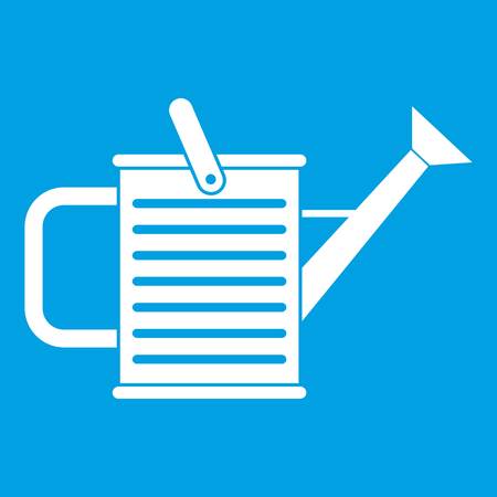 Watering can icon white isolated on blue background vector illustrationのイラスト素材