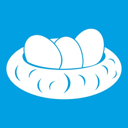 Eggs in the nest icon whiteのイラスト素材