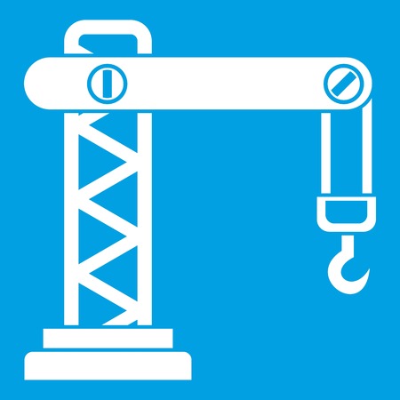 Crane icon white isolated on blue background vector illustrationのイラスト素材