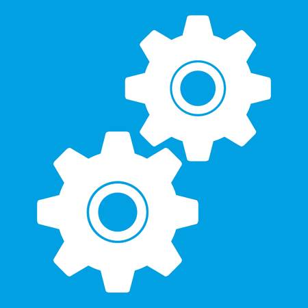 Gear icon white isolated on blue background vector illustrationのイラスト素材