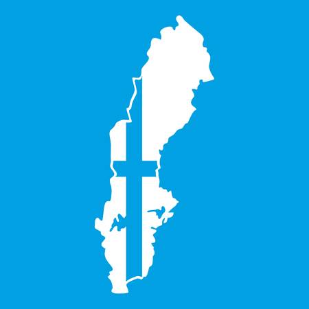 Map of Sweden icon white isolated on blue background vector illustrationのイラスト素材