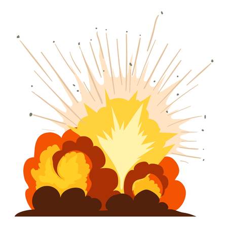 Fire explosion icon, cartoon style