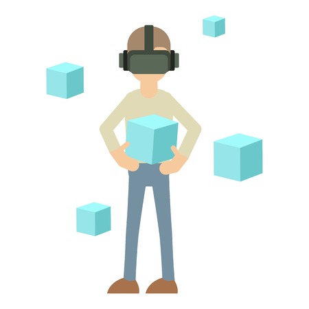 Man in futuristic glasses icon, cartoon styleのイラスト素材