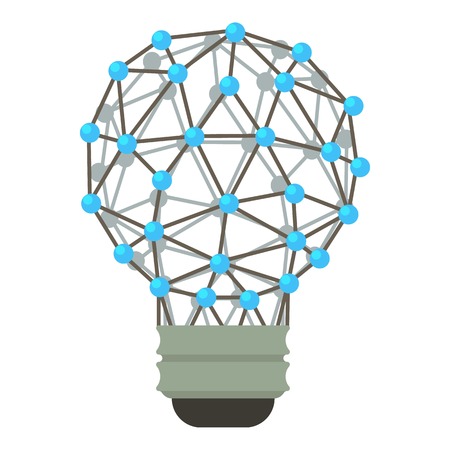 Abstract polygonal light bulb icon, cartoon styleのイラスト素材