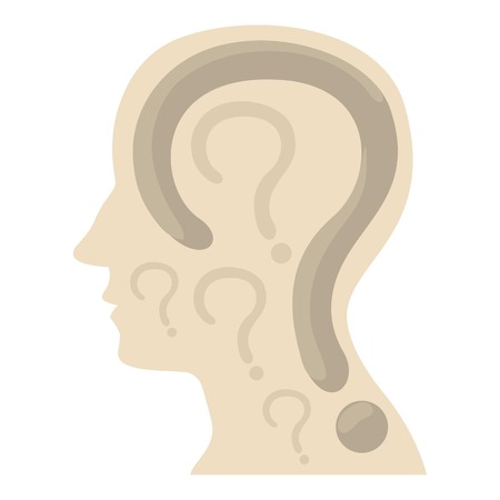 Head with question icon, cartoon styleのイラスト素材