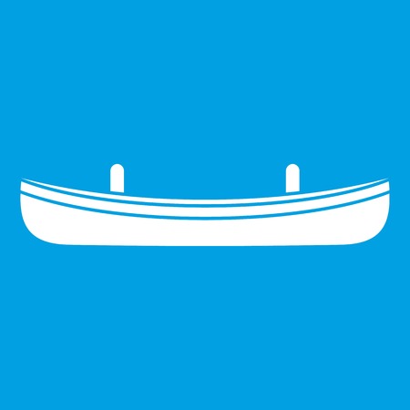 Small boat icon white isolated on blue background vector illustrationのイラスト素材