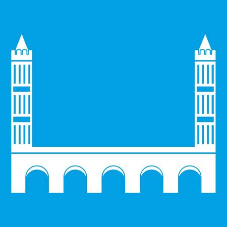 Bridge icon white isolated on blue background vector illustrationのイラスト素材