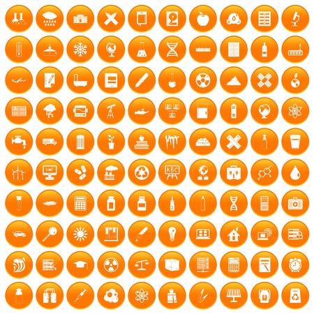 100 Chemistry Icons Set Orangeのイラスト素材 ストックフォト 写真素材のstock Foto ストックドットフォト