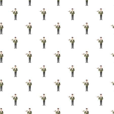 Waiter holding tray with food pattern seamless repeat in cartoon style vector illustrationのイラスト素材