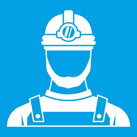 Male miner icon white isolated on blue background vector illustrationのイラスト素材
