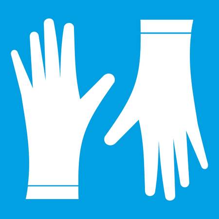 Protective gloves icon white isolated on blue background vector illustrationのイラスト素材