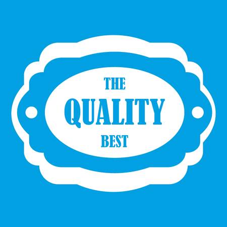 The quality best label icon white isolated on blue background vector illustrationのイラスト素材