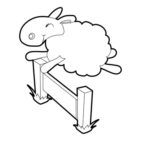 Sheep jumping over the barrier icon. Outline illustration of sheep vector icon for web designのイラスト素材