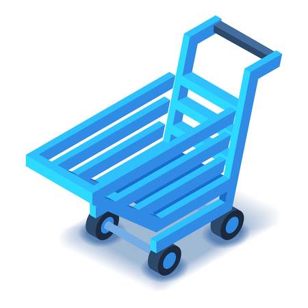 Blue shopping cart icon. Isometric illustration of shopping cart vector icon for web designのイラスト素材