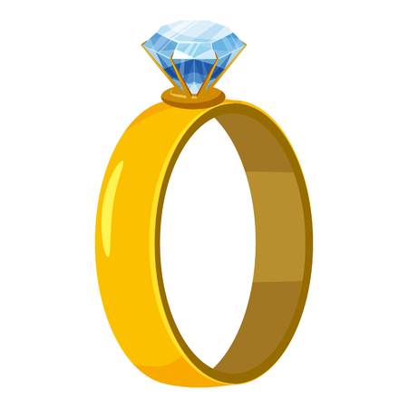 Gold ring with diamond icon. Cartoon illustration of ring with diamond vector icon for web designのイラスト素材