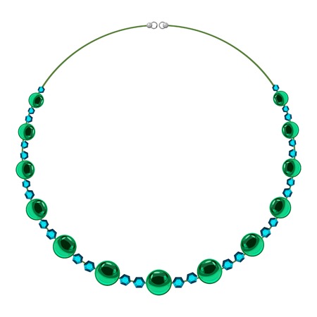 Necklace with green beads icon. Cartoon illustration of necklace vector icon for web designのイラスト素材