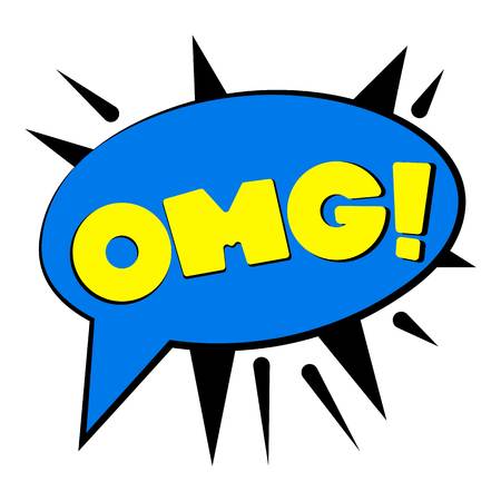 Omg explosion sound effect speech bubble icon. Cartoon illustration of omg speech bubble vector icon for web designのイラスト素材