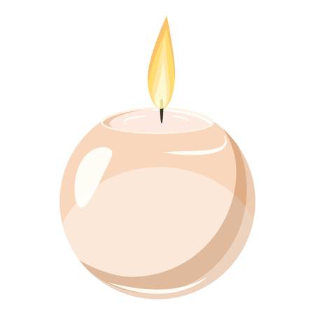 Round candle icon. Cartoon illustration of candle vector icon for web designのイラスト素材