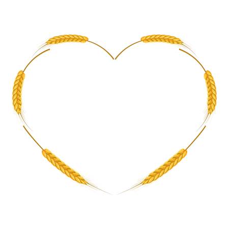 Wheat ears heart shaped frame icon. Cartoon illustration of wheat ears vector icon for web designのイラスト素材