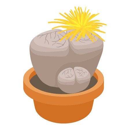 Living stone cactus icon. cartoon illustration of living stone cactus vector icon for webのイラスト素材